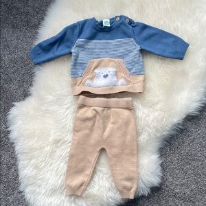 Little Me Blue and Beige Kids Matching Set